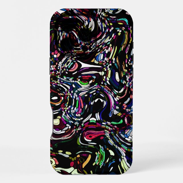 Abstract Art Black Swirl Red iPhone Case (Back)