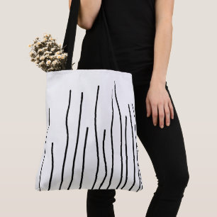 Abstract Art Black White Lines Minimalism Tote Bag