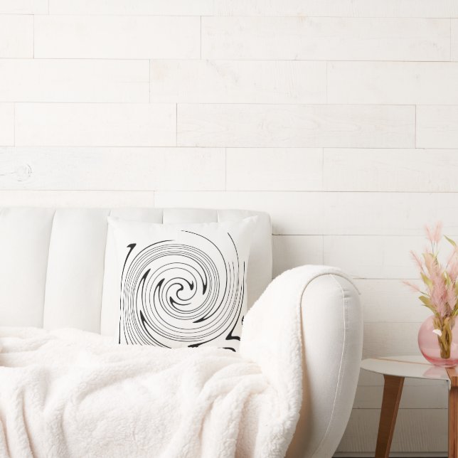 Abstract Art Black White Lines Twirl Minimalism Cushion (Couch)
