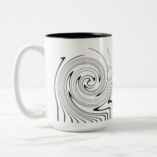 Abstract Art Black White Lines Twirl Minimalism Two-Tone Coffee Mug