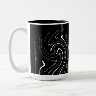 Abstract Art Black White Lines Twirl Minimalism Two-Tone Coffee Mug