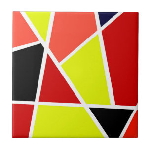 Abstract Art Black Yellow Coral Minimalism Ceramic Tile
