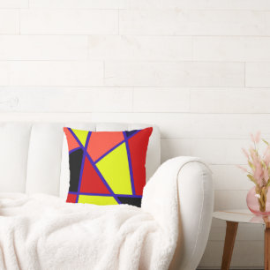 Abstract Art Black Yellow Coral Minimalism Cushion