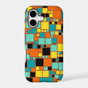 Abstract Art Black Yellow Orange Blue Squares