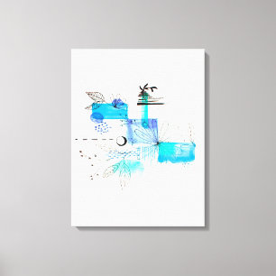 Abstract Art Blue and Grey Green Canvas Print