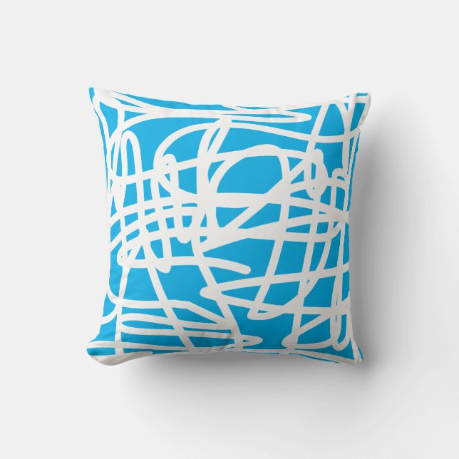Abstract Art Blue And White Throw Pillow Cushion (Front)