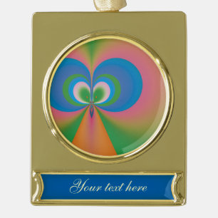 Abstract Art Blue Butterfly Gold Plated Banner Ornament