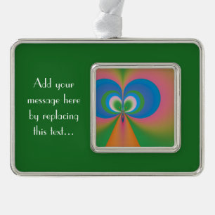 Abstract Art Blue Butterfly Silver Plated Framed Ornament
