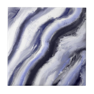 Abstract Art Blue Grey Modern Ceramic Tile