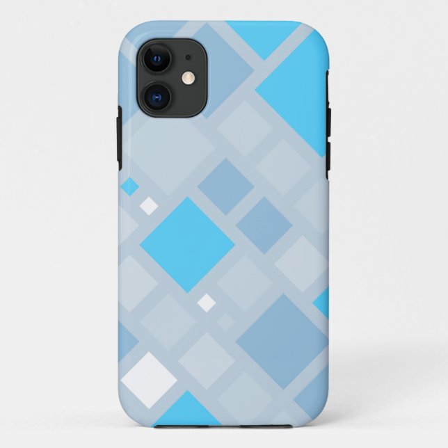 Abstract Art | Blue Grey Squares Case-Mate iPhone Case (Back)