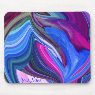 Abstract Art Blue N Pink Leaf Mouse Pad