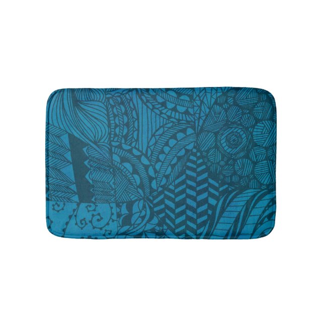 Abstract Art Blue Pattern Bath Mat (Front)