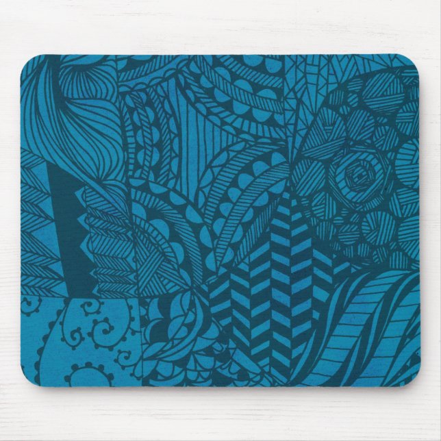 Abstract Art Blue Pattern Mouse Pad (Front)