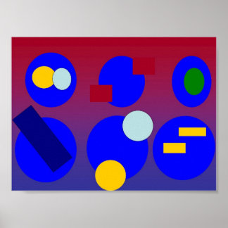 Abstract Art — Blue Red Dawn Poster