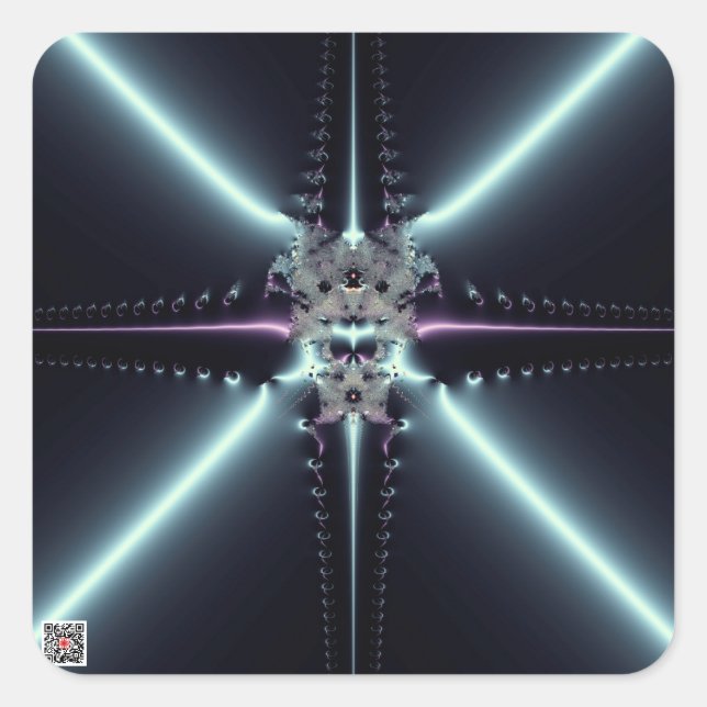 Abstract Art Blue Star Square Sticker (Front)