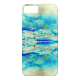 Abstract art blue turquoise aqua cream iPhone case
