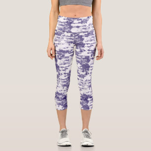 Abstract Art Blue White Minimalism Capri Leggings