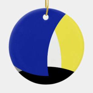 Abstract Art Blue Yellow Ceramic Ornament