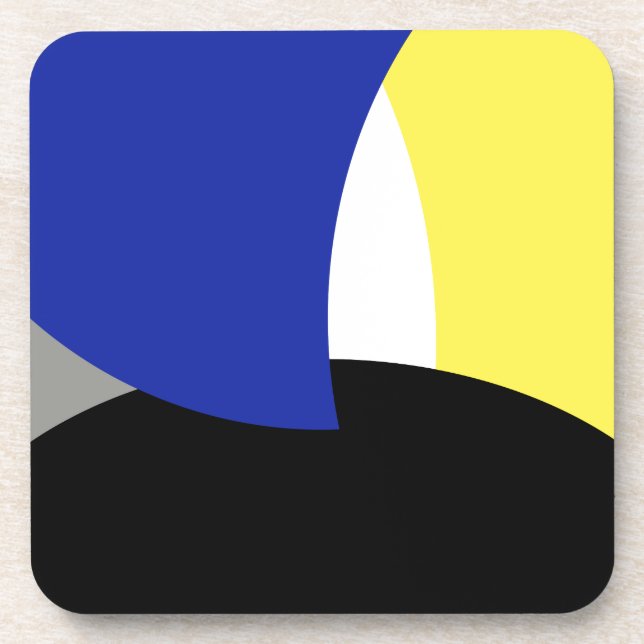 Abstract Art Blue Yellow Coaster (Front)