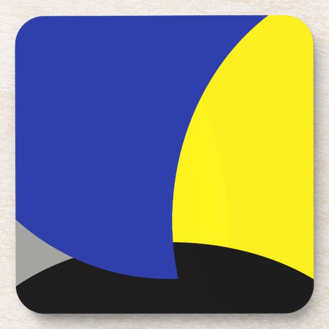 Abstract Art Blue Yellow Coaster (Front)