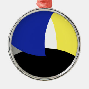 Abstract Art Blue Yellow Metal Ornament