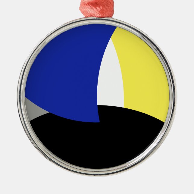 Abstract Art Blue Yellow Metal Ornament (Front)