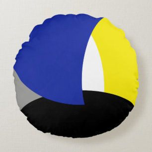 Abstract Art Blue Yellow Round Cushion