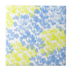 Abstract Art Blue Yellow White Minimalism Ceramic Tile