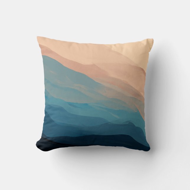 Abstract Art Blush Pink and Blue Watercolor iPhone Cushion (Front)