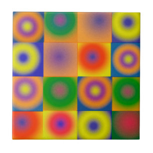 Abstract Art Bold Bright Yellow Red Blue Ceramic Tile