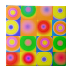 Abstract Art Bold Bright Yellow Red Blue Ceramic Tile