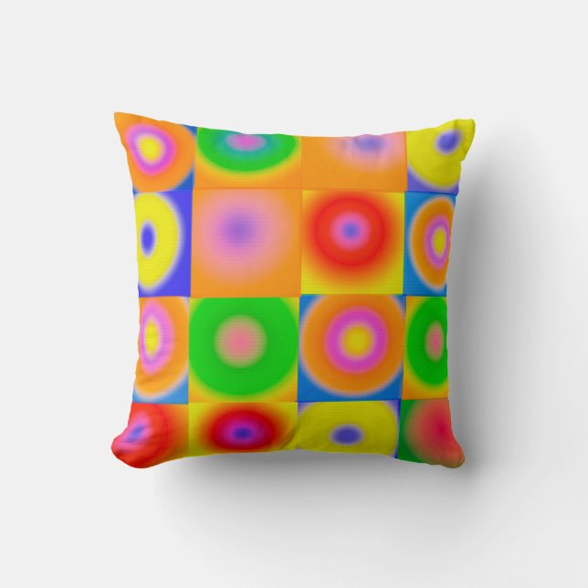 Abstract Art Bold Bright Yellow Red Blue Cushion (Front)