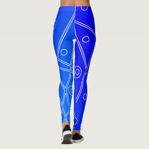 Abstract Art Bright Blue Line Circles Minimalism Leggings
