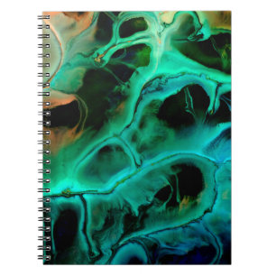 Abstract art bright neon painting in violet and pi notebook