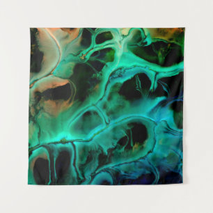 Abstract art bright neon painting in violet and pi tapestry