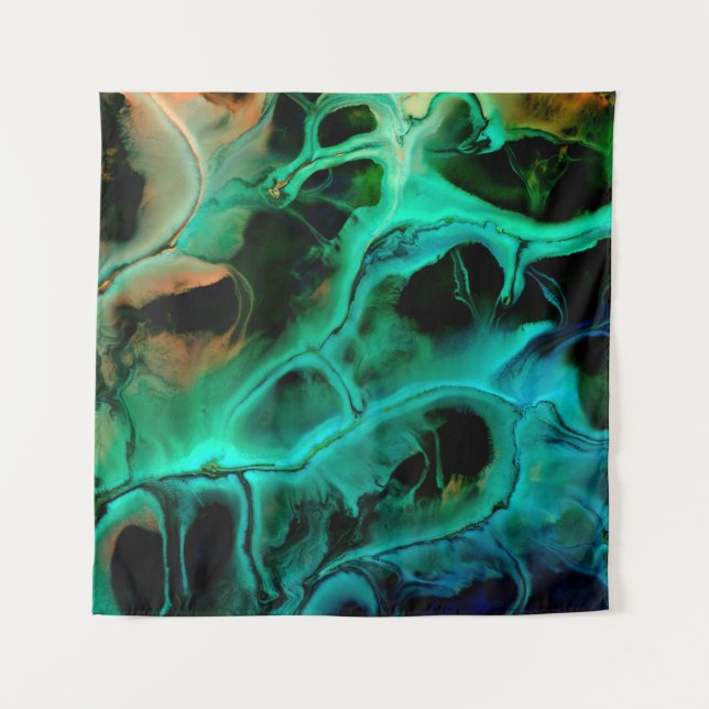 Abstract art bright neon painting in violet and pi tapestry (Front)