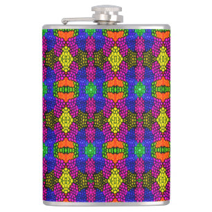Abstract Art Bright Pattern Hip Flask