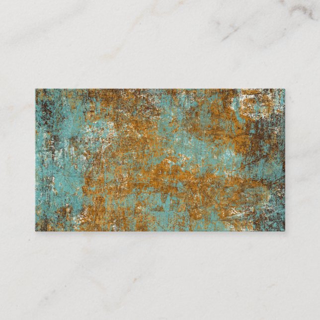 Abstract Art Business Cards Copper Patina Aqua (Front)