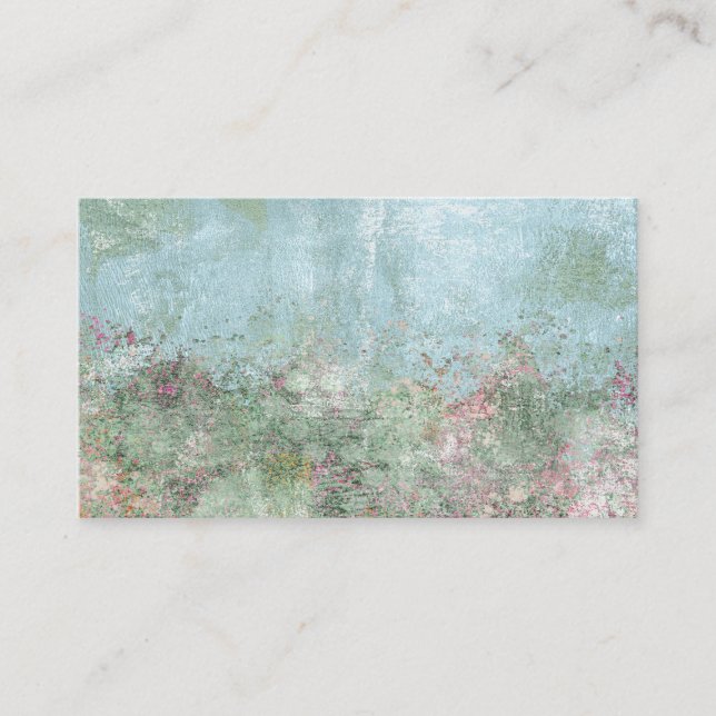 Abstract Art Business Cards Garden Floral Blue (Front)