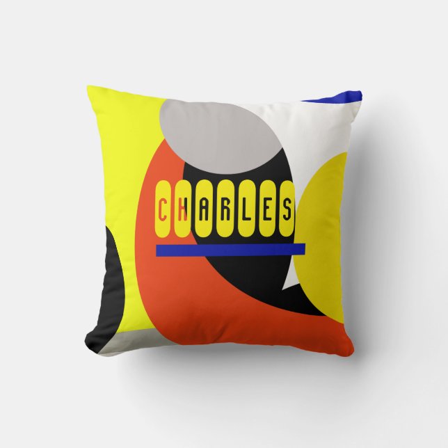 Abstract Art Charles Add Your Name Cushion Pillow (Front)
