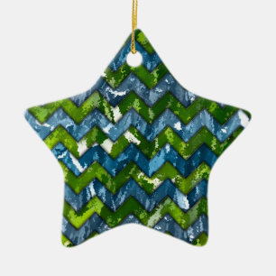 Abstract Art Chevron Design Ceramic Ornament