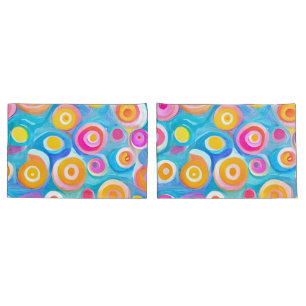 Abstract Art Circles Bright Colours Custom Name Fu Pillowcase