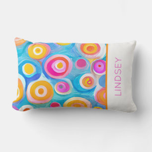 Abstract Art Circles Bright Colours Modern NAME Fu Lumbar Cushion
