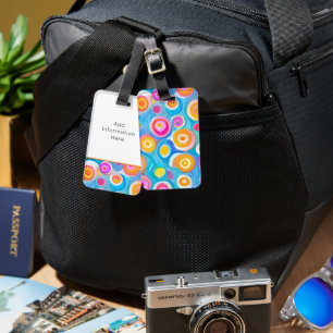 Abstract Art Circles Bright Colours Travel Info Luggage Tag