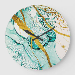 Abstract Art Clouds: Translucent Ink Large Clock