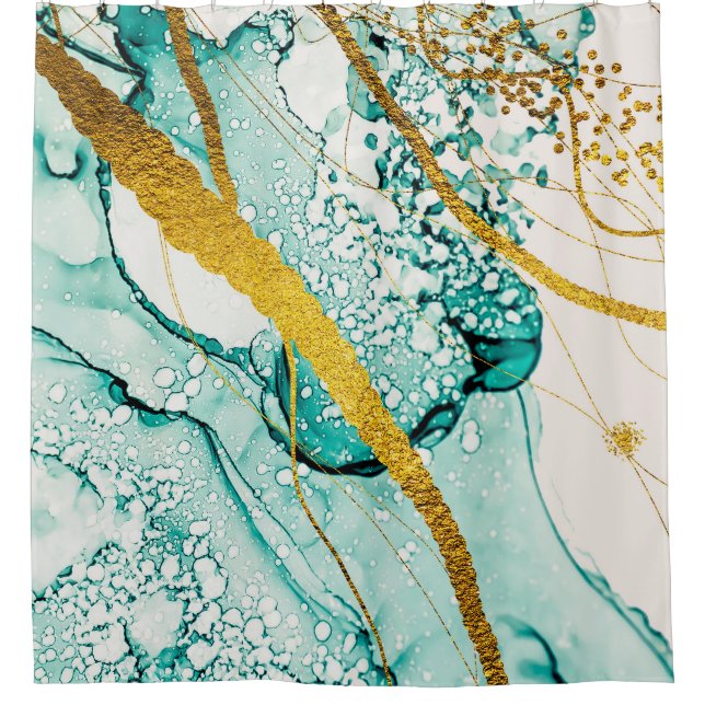 Abstract Art Clouds: Translucent Ink Shower Curtain (Front)