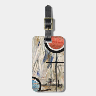 abstract art collage, mixed media and watercolor 3 luggage tag