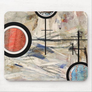 abstract art collage, mixed media and watercolor 3 mouse pad