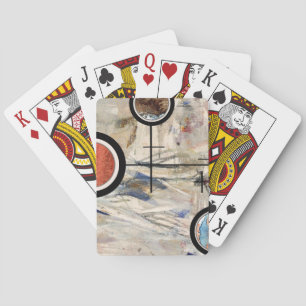 abstract art collage, mixed media and watercolor 3 playing cards