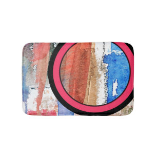 abstract art collage, mixed media and watercolor 4 bath mat